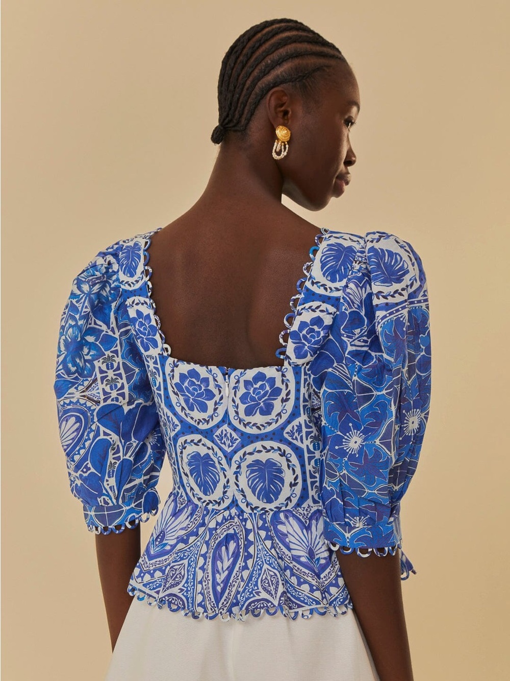 Farm Rio: Blue Tile Dream Short Sleeve
Blouse - Picture 4 of 10